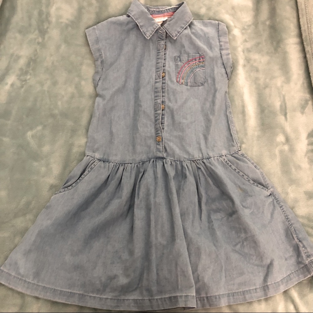 Cat & Jack chambray dress with rainbow pocket